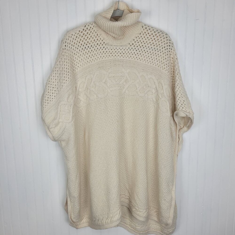 Lauren Ralph Lauren Cable Knit Cream Poncho Sweater Size Small